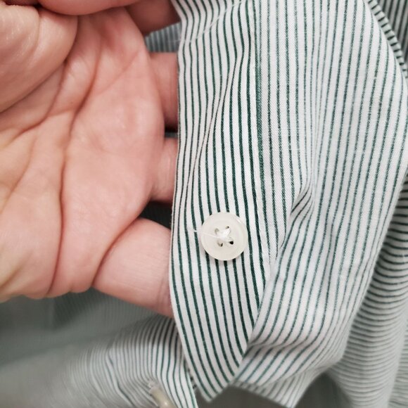 Circus Circus Woman's Vintage Green White Stripe Safari Embroidery Shirt Plus 2X - Picture 5 of 11